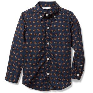 Janie and Jack Boys Dress Shirt Paisley Poplin Shirt 12-18 Months
